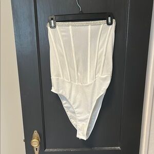 SHEIN White Bodysuit with Silver Accents